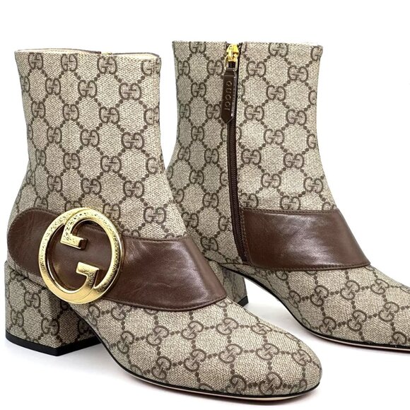 Gucci Blondie Interlocking GG Medallion Logo Ankle Booties Boots Heels - Picture 10 of 16